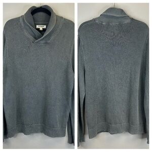 Goodthreads L Mens Light Gray Cowl Neck Sweater 100% Cotton Classic Preppy